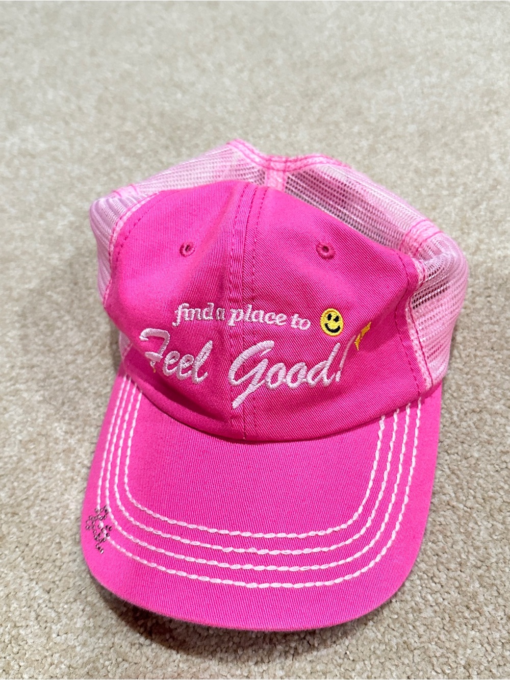 Hot Pink 'Feel Good' Mesh Back Baseball / Trucker Cap